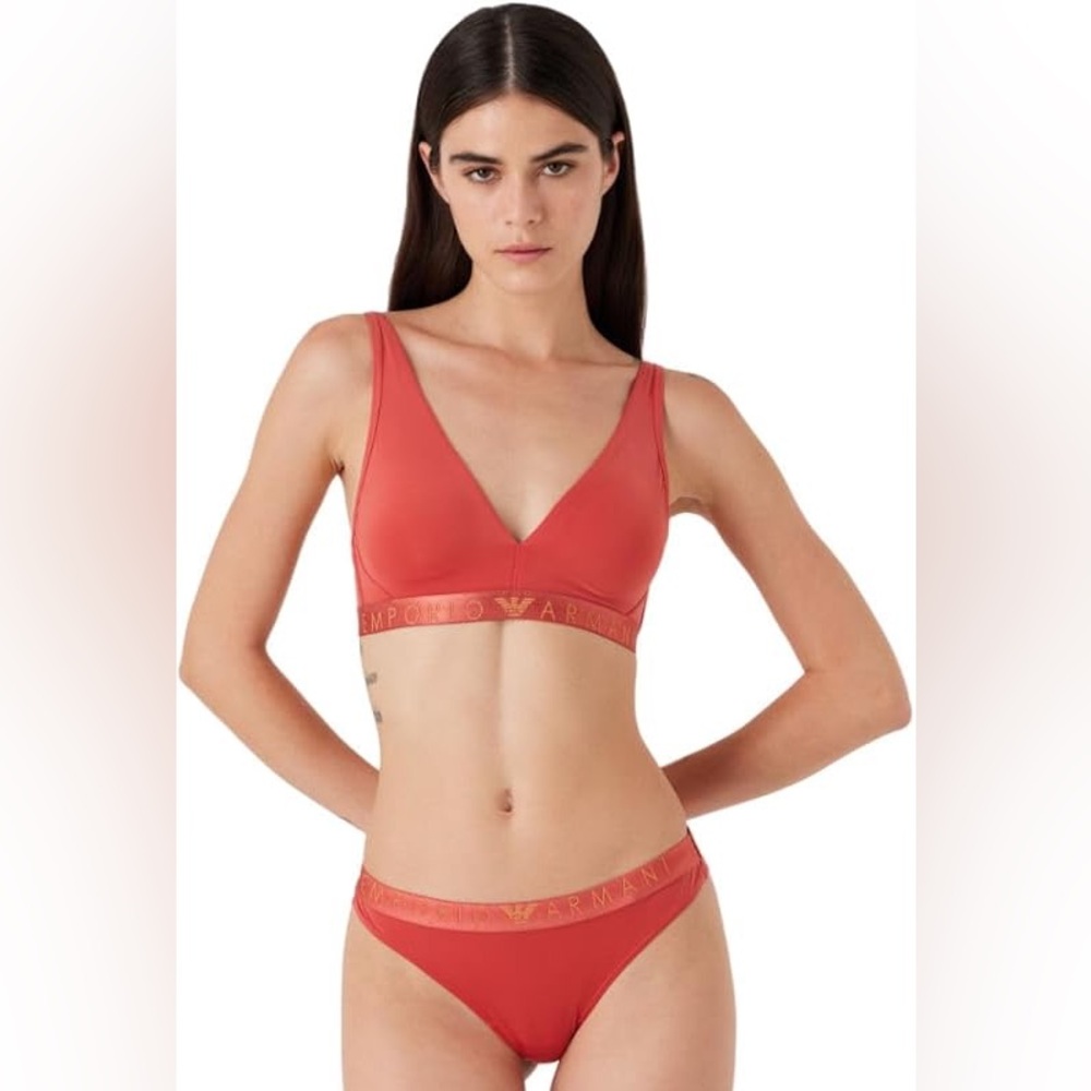 NWT Emporio Armani Coral Bralette with Logo Band Size Small Hook closure